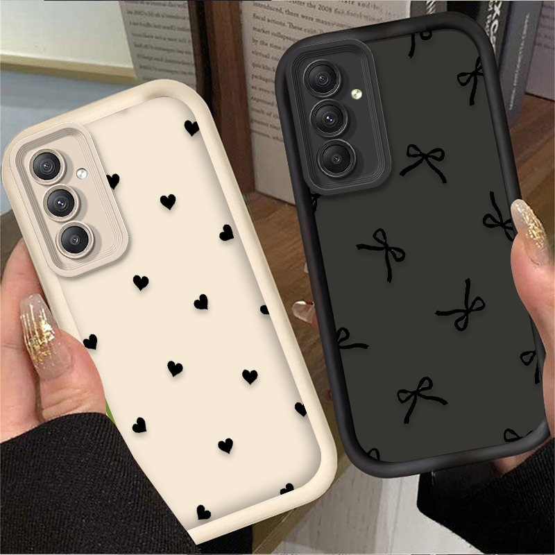Phone Cases For Samsung A14 - ブラックラブハートボウノットケース Samsung Galaxy A20 A30 A54