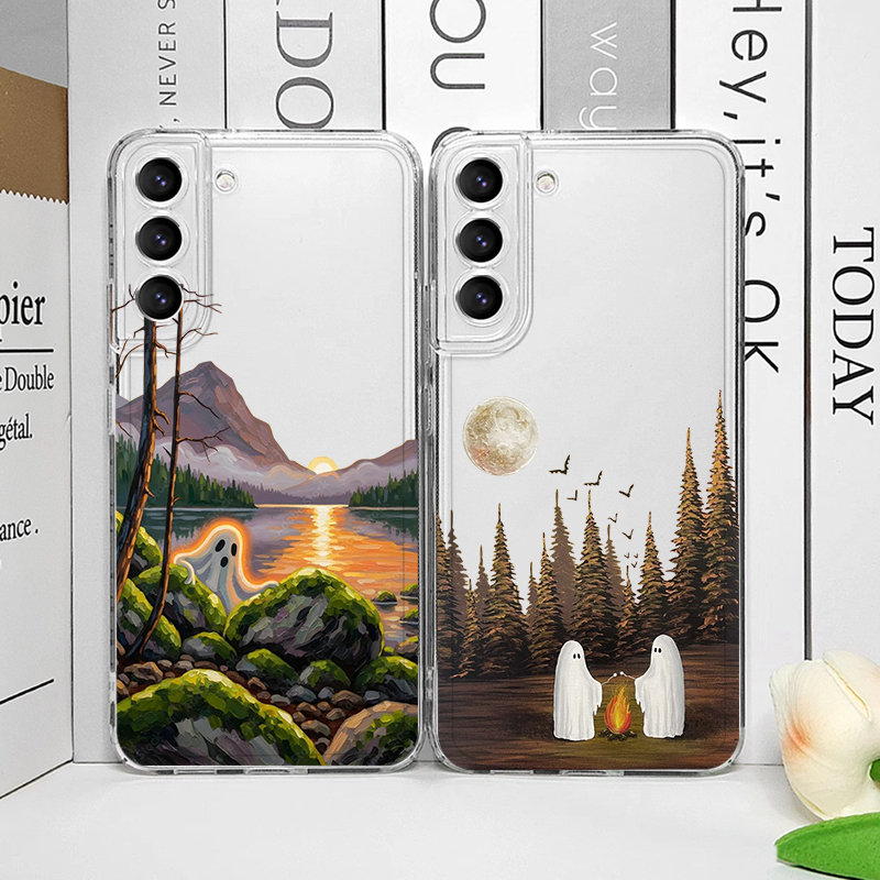 Phone Cases For Samsung A14 - かわいいゴースト柄クリアスマホケース、Samsung A57 A14 A55 A54 A53