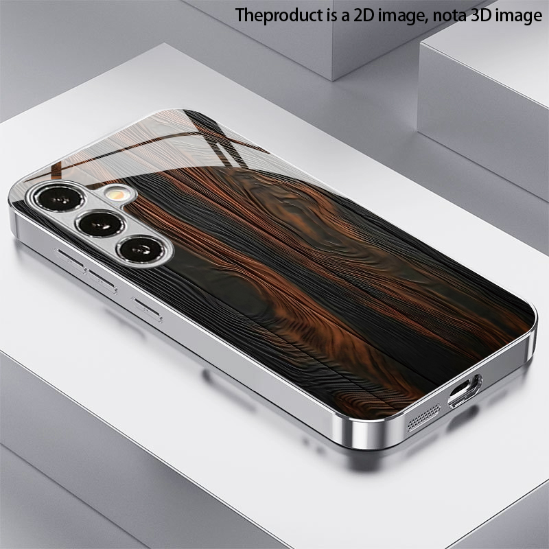 Phone Cases Brown - 深みのある茶色の木目模様の2Dスマートフォンケース。対応機種：Samsung S26、S25、S24、S23、S22、S21、S20、A56、A36、A16。ガラス製保護カバー。