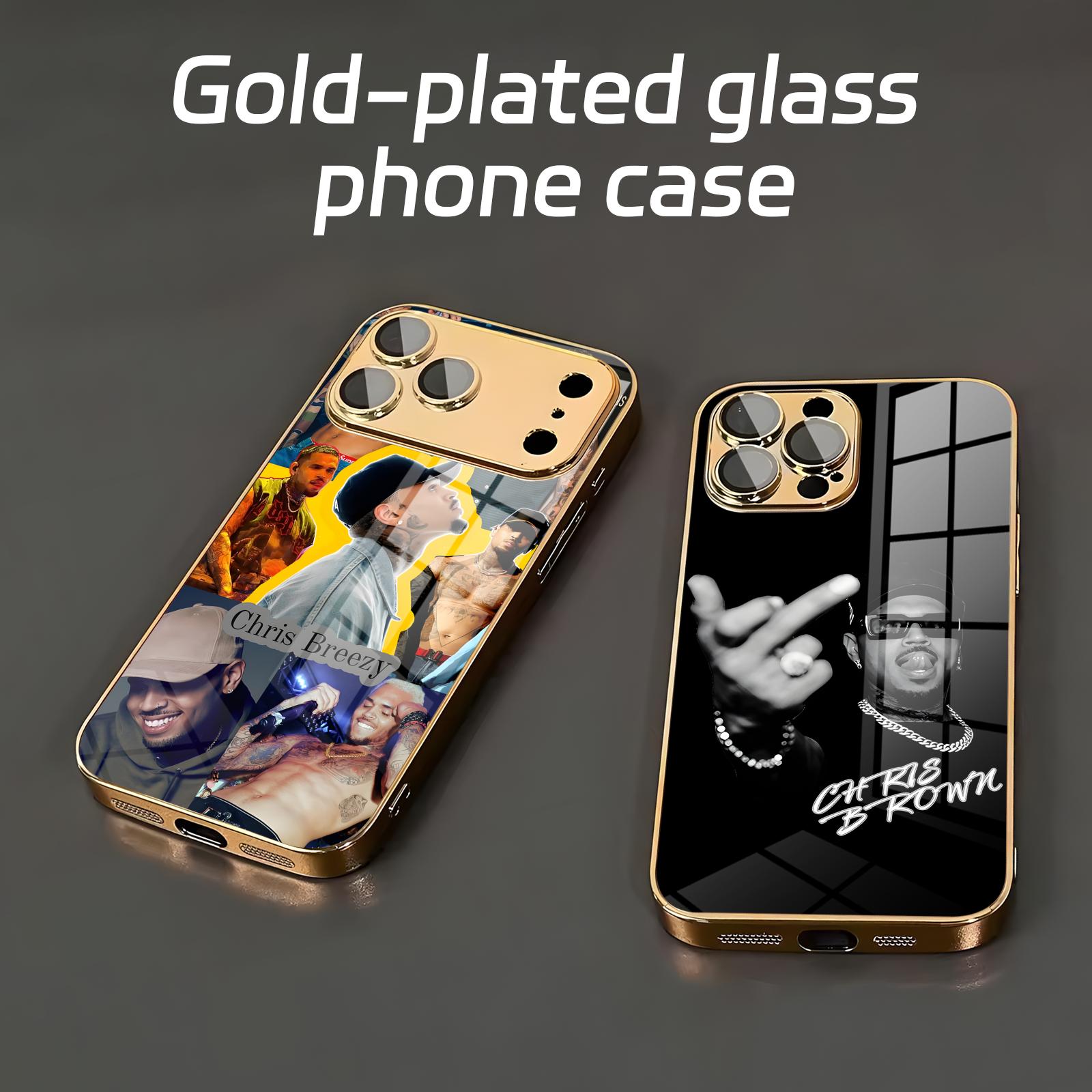 Phone Cases Brown - ラッパークリス・ブラウン「Breezy」iPhone17/16/16e/15/14/13/12Plus/Mini/Pro/Max対応電気メッキガラス製スマホケース
