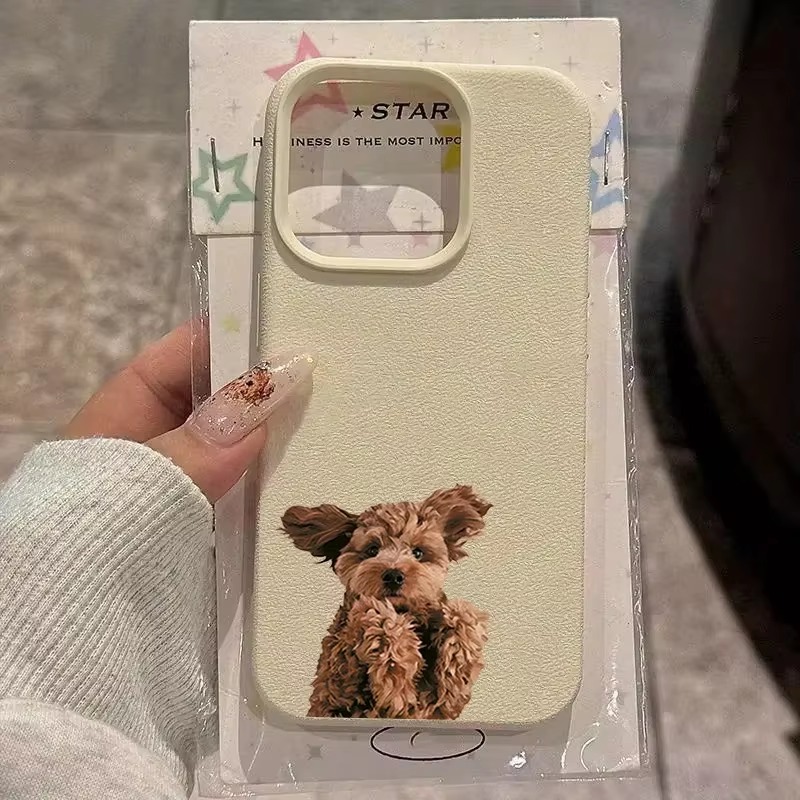 Phone Cases Brown - 韓国風、おしゃれでかわいい、茶色のプードルの子犬のデザインのiPhone 18 Ultra、17、16、15、14、13、12、11 Pro Max、17 Air
