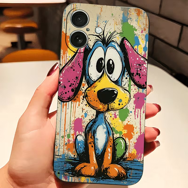Phone Cases Otterbox - 落書きカラーの子犬柄TPUスマホケース iPhone 17 16 15 14