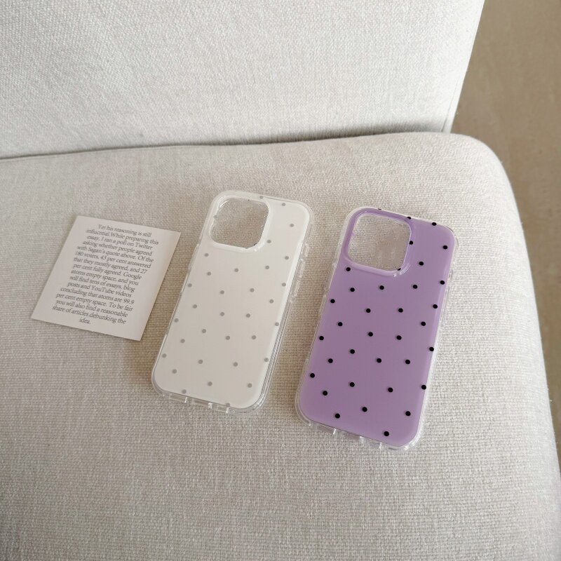 Phone Cases Purple - 韓国の白と紫の水玉模様のiPhoneケース iPhone 17 Air 16 ProMax