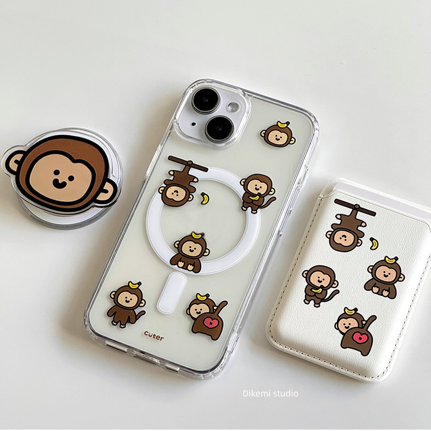 Phone Cases Brown - ブラウンバナナベビーモンキーY2K INS韓国風スマホケース マグネット式 iPhone 18 17Air