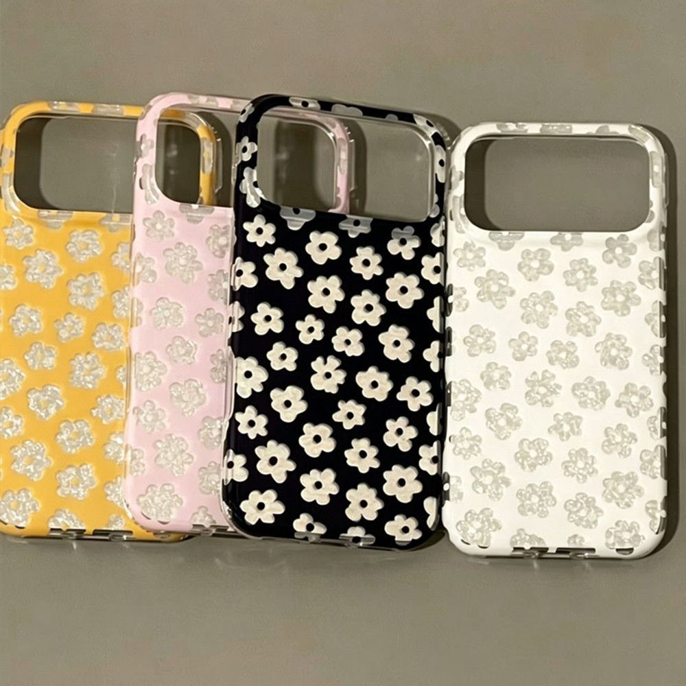Phone Cases Vintage - ヴィンテージ風トレンドの黒白花柄プリントiPhoneケース、iPhone 17 Air、16 Pro Max、18、15、14 Plus、13、12、11用シリコンバックカバー