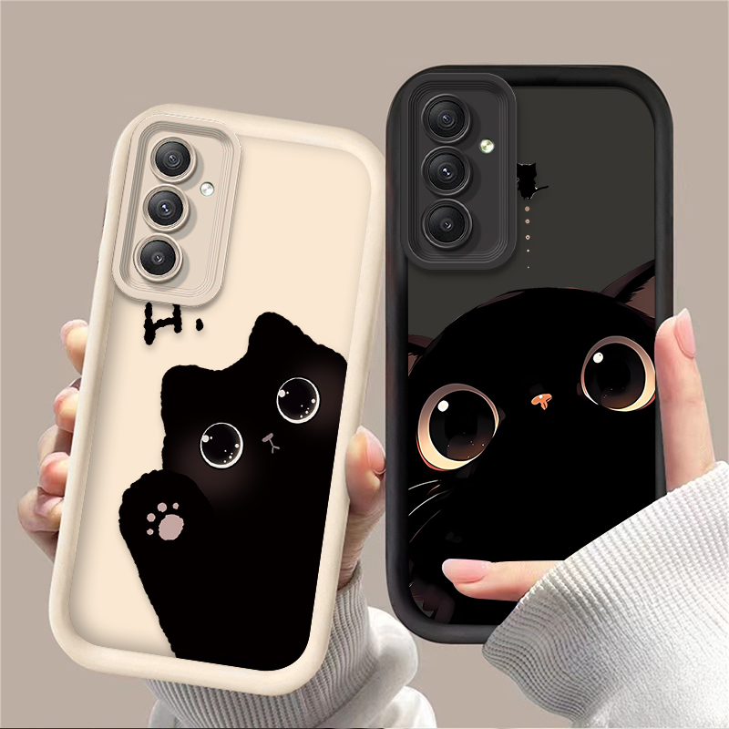 Phone Cases For Samsung A14 - 素敵な大きな目の猫のスマホケース Samsung Galaxy A54 A05 A05S