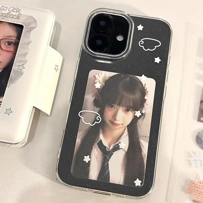 Phone Cases Cute Iphone 13 - 韓国INSキュートな白い星の羽根付き漫画風ラッキー携帯ケース iPhone 17 Air 16 15