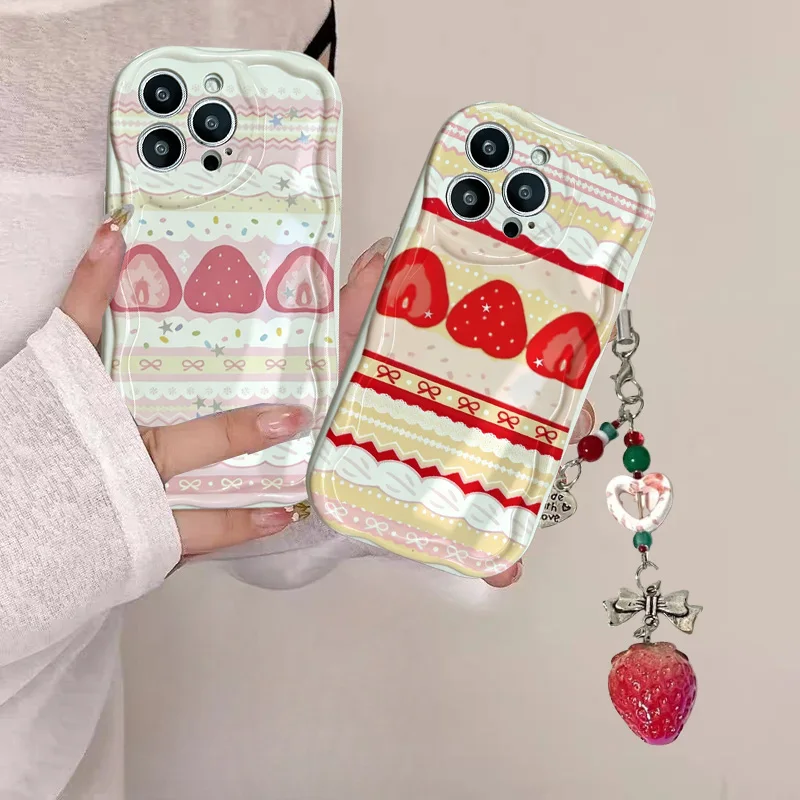 Phone Cases Motorola Edge 2025 - 可愛いケーキレースのストロベリーフルーツペンダントケース Motorola Moto Edge 50 Fusion