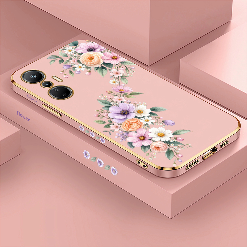 Phone Cases Purple - ピンクのチューリップと紫の牡丹の花柄のInfinix Hot 60 5G 40 Pro