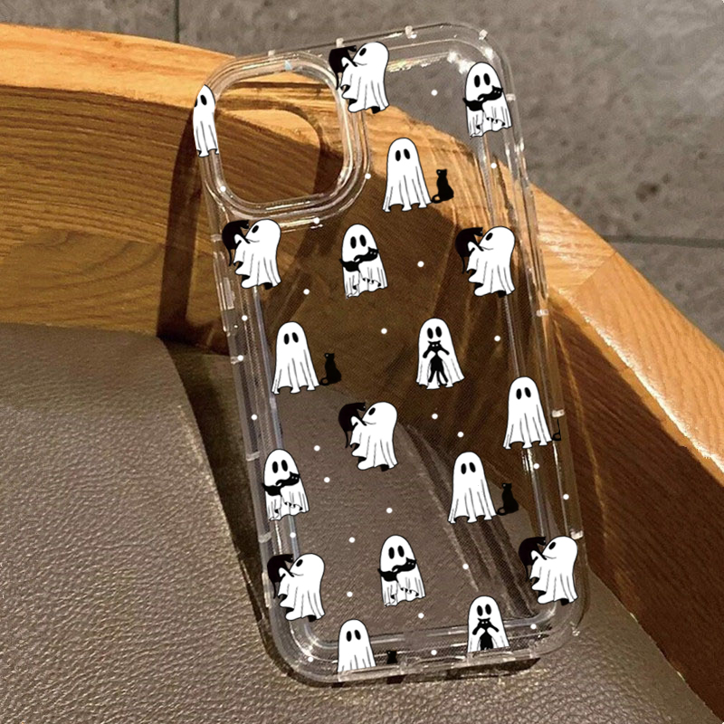 Phone Cases Otterbox - 西洋ハロウィンカウボーイゴースト＆フラワープリントクリアケース iPhone 17 16 15 Pro