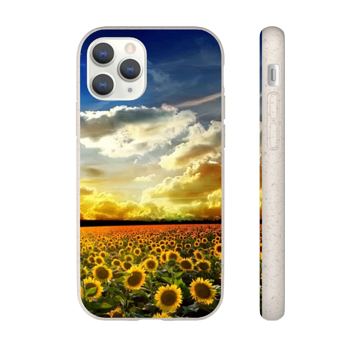 Phone Cases Biodegradable - 美しい風景のひまわり柄透明携帯電話ケース iPhone用生分解性保護ケース