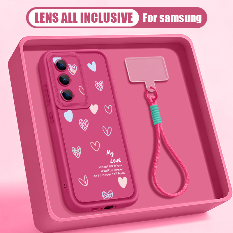 Phone Cases Motorola Edge 2025 - カラフルハート柄のランヤード付きスマホケース Samsung Galaxy S26 S24 S23
