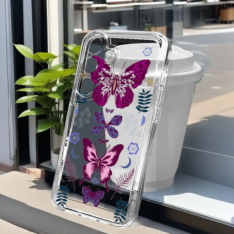 Phone Cases For Samsung A14 - 紫の蝶柄スマホケース Samsung Galaxy A73 A72 A71