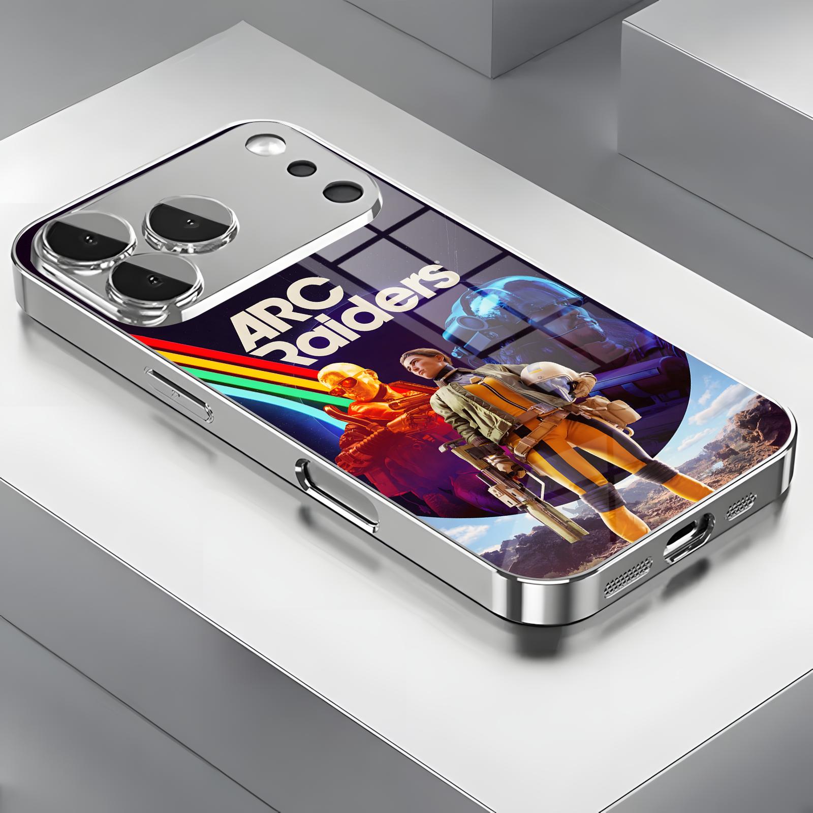 Phone Cases Arc - 人気ゲーム「アークレイダーズ」のスマホケース。iPhone17、16、16e、15、14、13、12 Plus、Mini、Pro Maxに対応。電気メッキ加工のガラス製。
