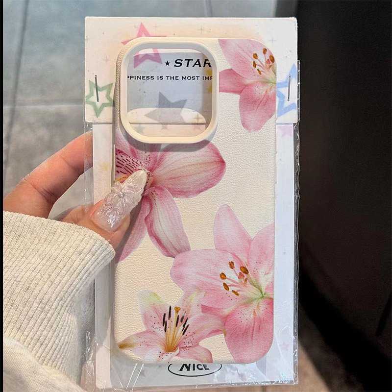 Phone Cases For Samsung Galaxy - ピンクのユリとライチのテクスチャ柄のスマホケース、Samsung Galaxy S25 Ultra、S24 Plus、S23 FE、S22、S21、A56、A36、A25、A24、A54、A53、A55、A52、A35対応