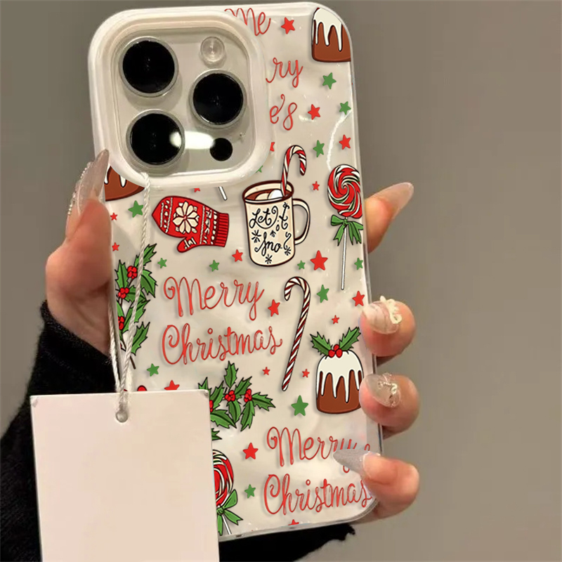 Phone Cases Cute Iphone 13 - かわいいクリスマス柄のiPhoneケース（iPhone 17、16、15、14、13 Pro、11、12 Pro Max、15 Plus対応）波状テクスチャ保護カバー