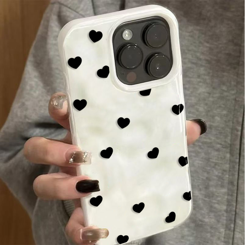 可愛い黒いハート柄の耐衝撃スマホケース iPhone 17  - Phone Cases Cute Iphone 13 のレビューと価格