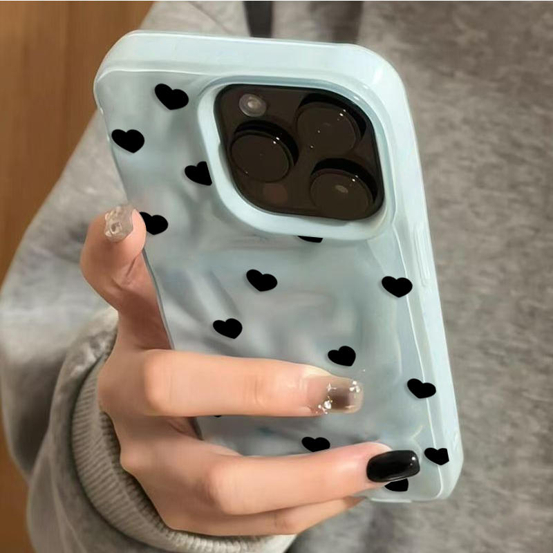 可愛い黒いハート柄の耐衝撃スマホケース iPhone 17  - Phone Cases Cute Iphone 13 のレビューと価格