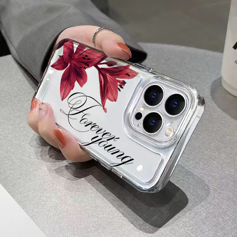 バーガンディカラーのユリ柄と英字デザインのiPhone用ケー - Phone Cases Otterbox のレビューと価格