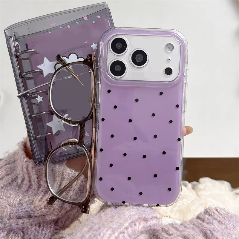 韓国のインスタ映え女子向けシンプルな紫の水玉模様のかわいい漫 - Phone Cases Purple のレビューと価格