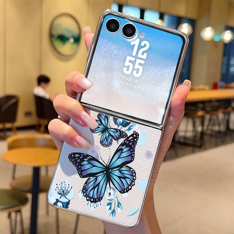 紫蝶柄PUレザー製スマホケース Samsung Galaxy - Phone Cases Purple のレビューと価格