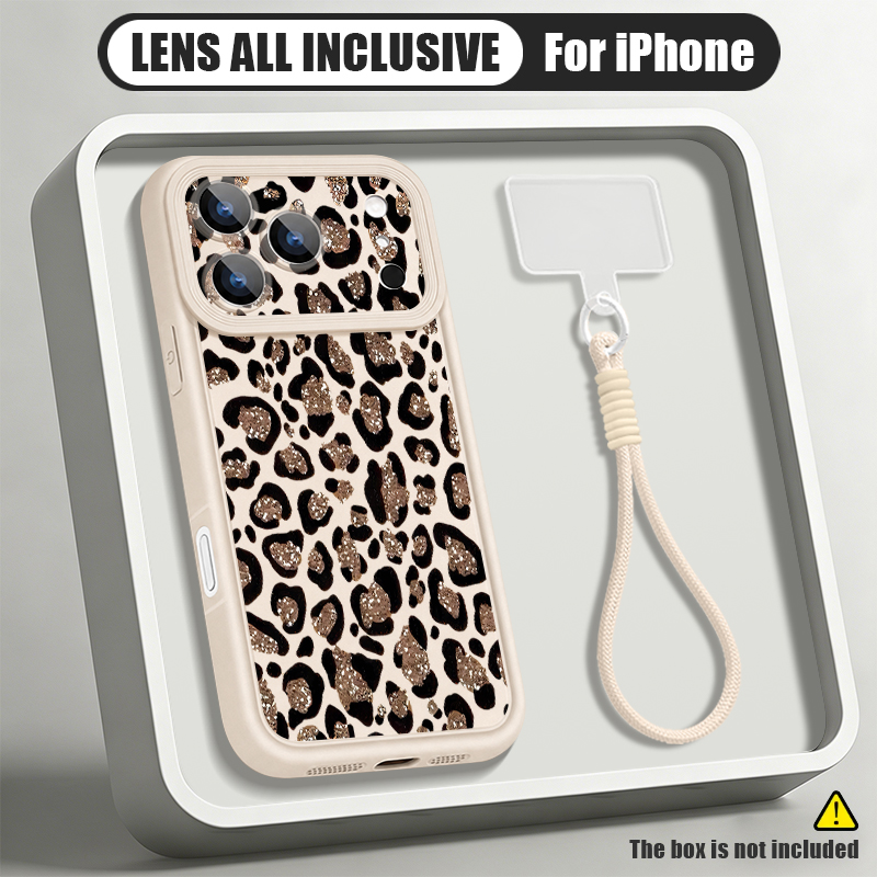 ブラウンレオパード柄のランヤード付き携帯ケース iPhone - Phone Cases Brown のレビューと価格