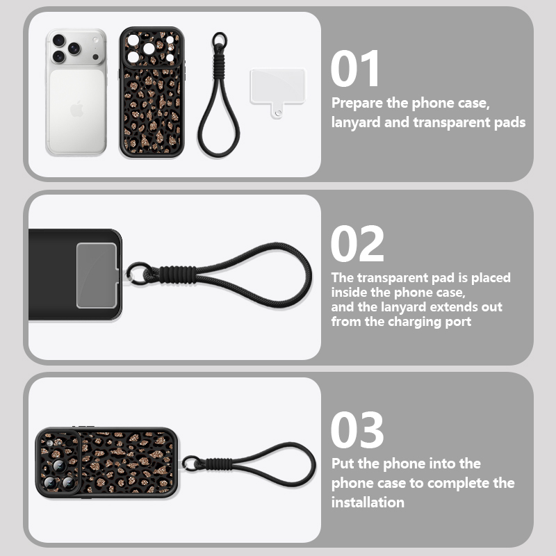 ブラウンレオパード柄のランヤード付き携帯ケース iPhone - Phone Cases Brown のレビューと価格