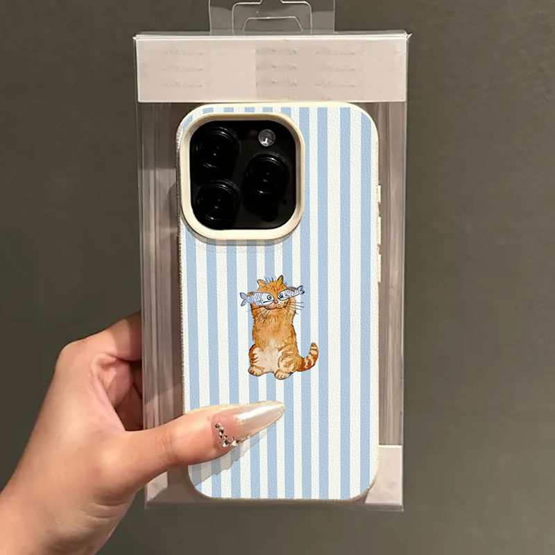 可愛いストライプ柄の子猫と魚のデザインのiPhoneケース  - Phone Cases Cute Iphone 13 のレビューと価格
