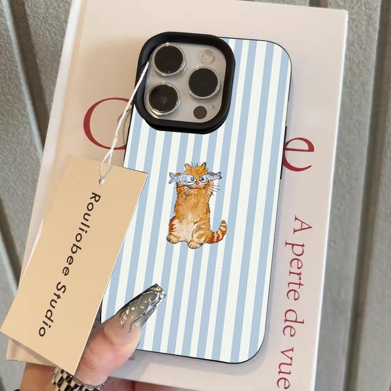 可愛いストライプ柄の子猫と魚のデザインのiPhoneケース  - Phone Cases Cute Iphone 13 のレビューと価格