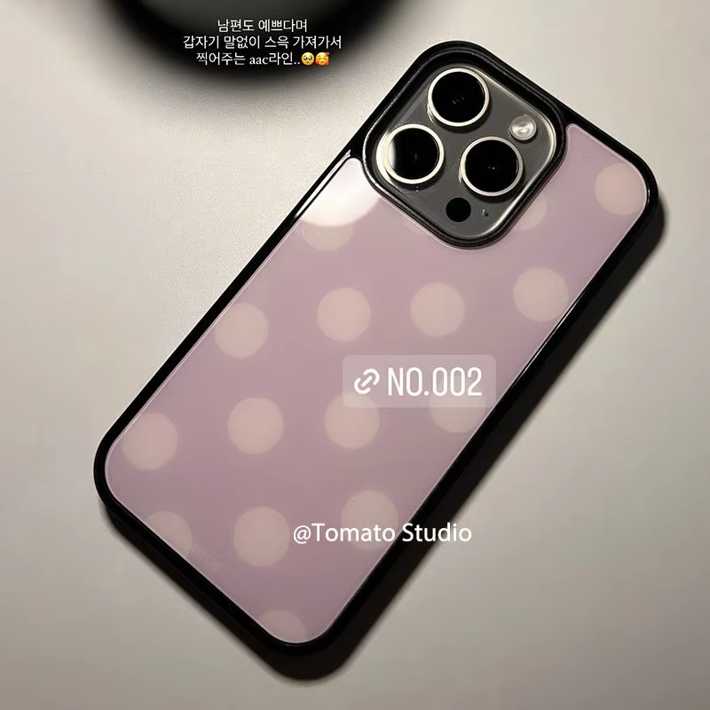 韓国風ファッション パープルポルカドット ドロップグルー ス - Phone Cases Purple のレビューと価格