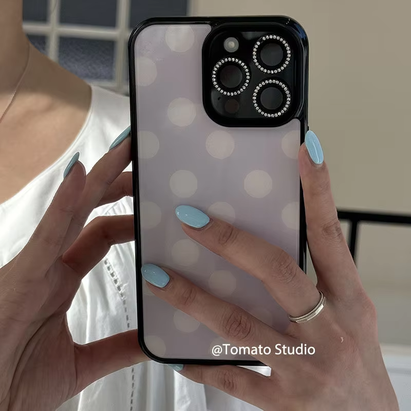 韓国風ファッション パープルポルカドット ドロップグルー ス - Phone Cases Purple のレビューと価格