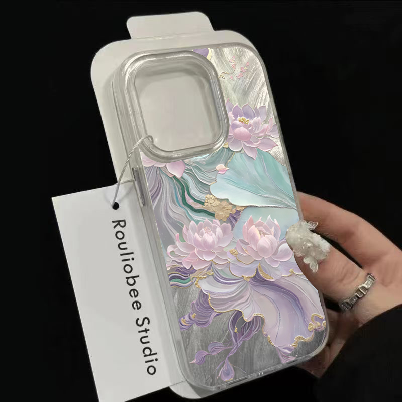 夢のような紫の蓮の花柄の美しいiPhoneケース（iPhon - Phone Cases Otterbox のレビューと価格