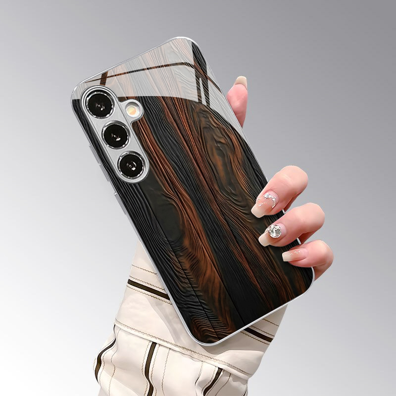 深みのある茶色の木目模様の2Dスマートフォンケース。対応機種 - Phone Cases Brown のレビューと価格