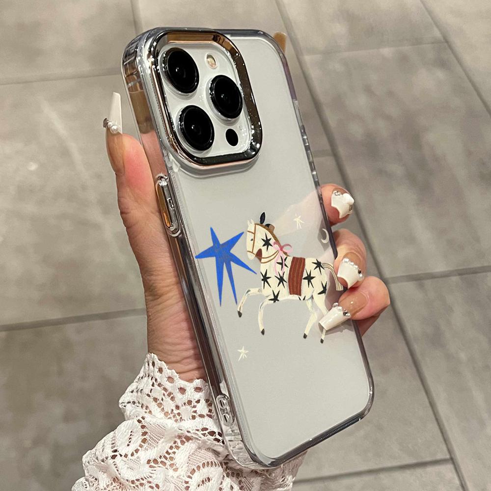 HD Ins 韓国風レッドブラウンスターホース iPhone - Phone Cases Brown のレビューと価格