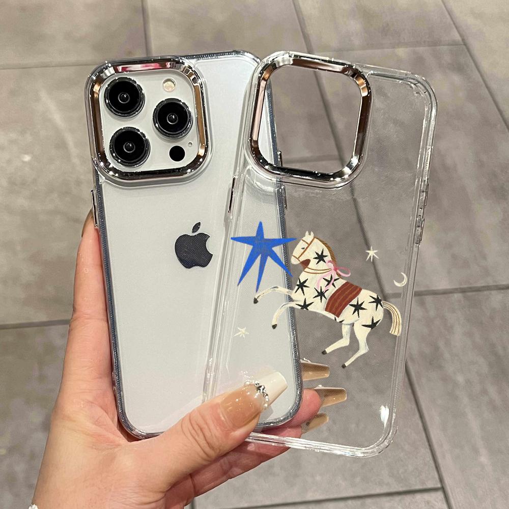 HD Ins 韓国風レッドブラウンスターホース iPhone - Phone Cases Brown のレビューと価格