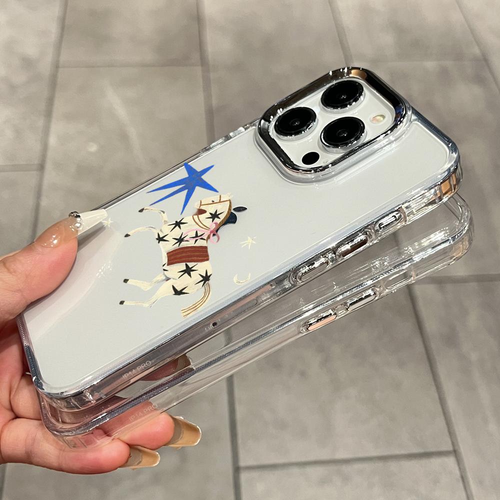 HD Ins 韓国風レッドブラウンスターホース iPhone - Phone Cases Brown のレビューと価格