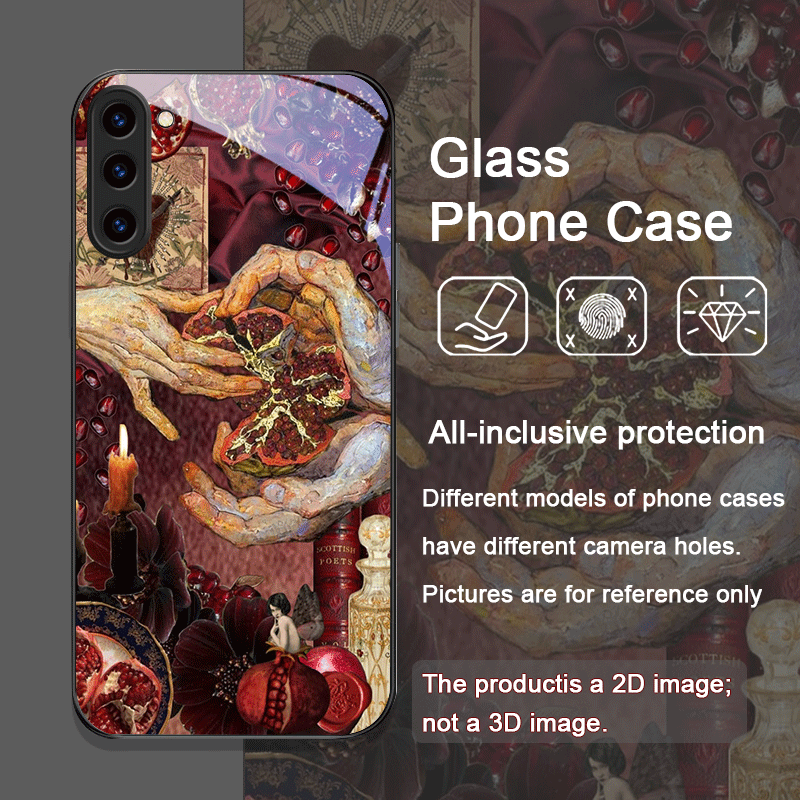 豪華なザクロの花柄強化ガラス製スマホケース Samsung  - Phone Cases For Samsung Galaxy のレビューと価格