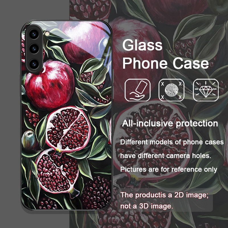 豪華なザクロの花柄強化ガラス製スマホケース Samsung  - Phone Cases For Samsung Galaxy のレビューと価格
