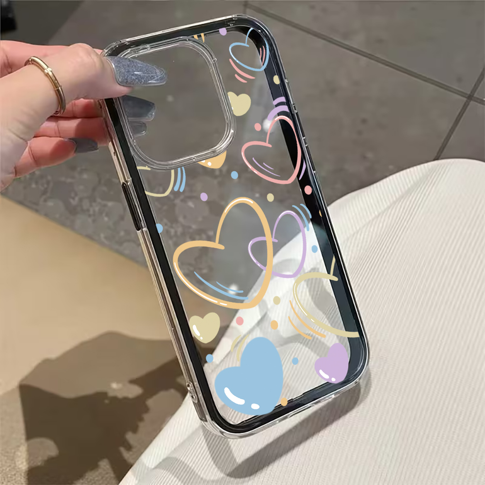 可愛いカラフルハート柄スマホケース iPhone 17 16 - Phone Cases Cute Iphone 13 のレビューと価格