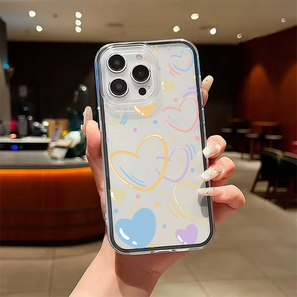 可愛いカラフルハート柄スマホケース iPhone 17 16 - Phone Cases Cute Iphone 13 のレビューと価格