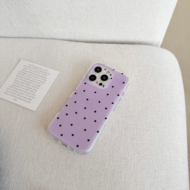 韓国の白と紫の水玉模様のiPhoneケース iPhone 1 - Phone Cases Purple のレビューと価格