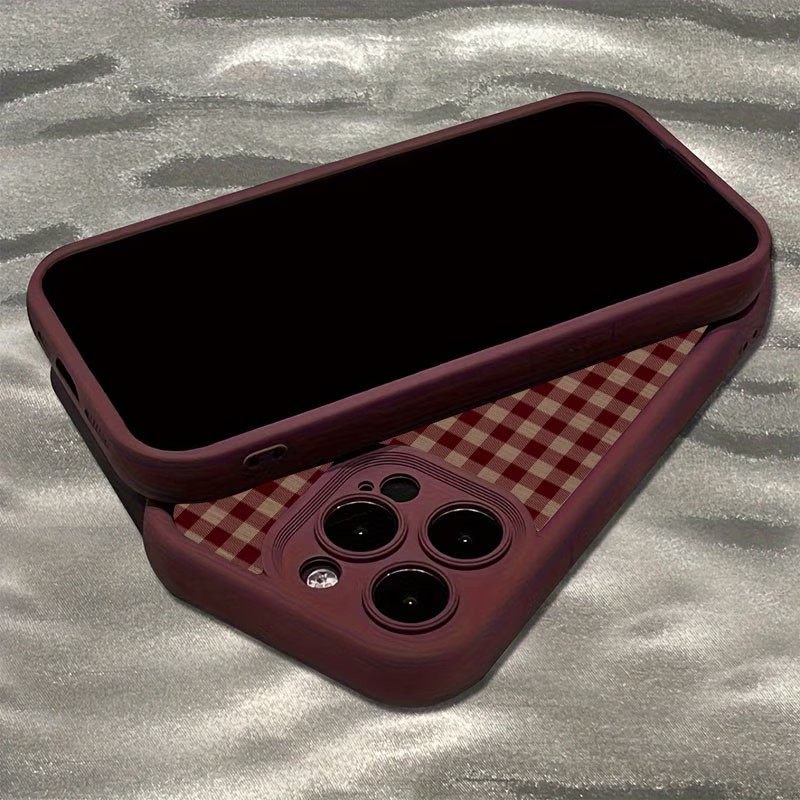 ワインレッド ヴィンテージ レッドブラウン チェック柄 TP - Phone Cases Vintage のレビューと価格