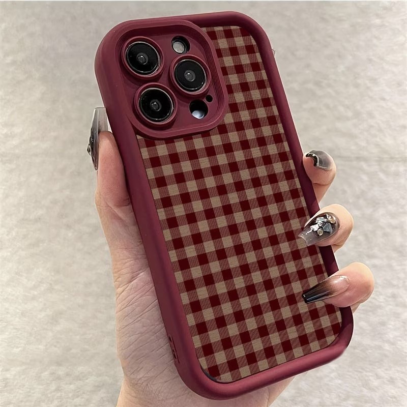 ワインレッド ヴィンテージ レッドブラウン チェック柄 TP - Phone Cases Vintage のレビューと価格