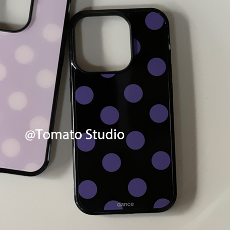 韓国風ファッション パープルポルカドット柄 iPhoneケー - Phone Cases Purple のレビューと価格