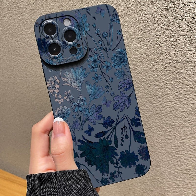 グレーベースの青紫の花柄iPhoneケース iPhone A - Phone Cases Purple のレビューと価格