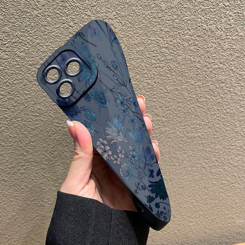 グレーベースの青紫の花柄iPhoneケース iPhone A - Phone Cases Purple のレビューと価格