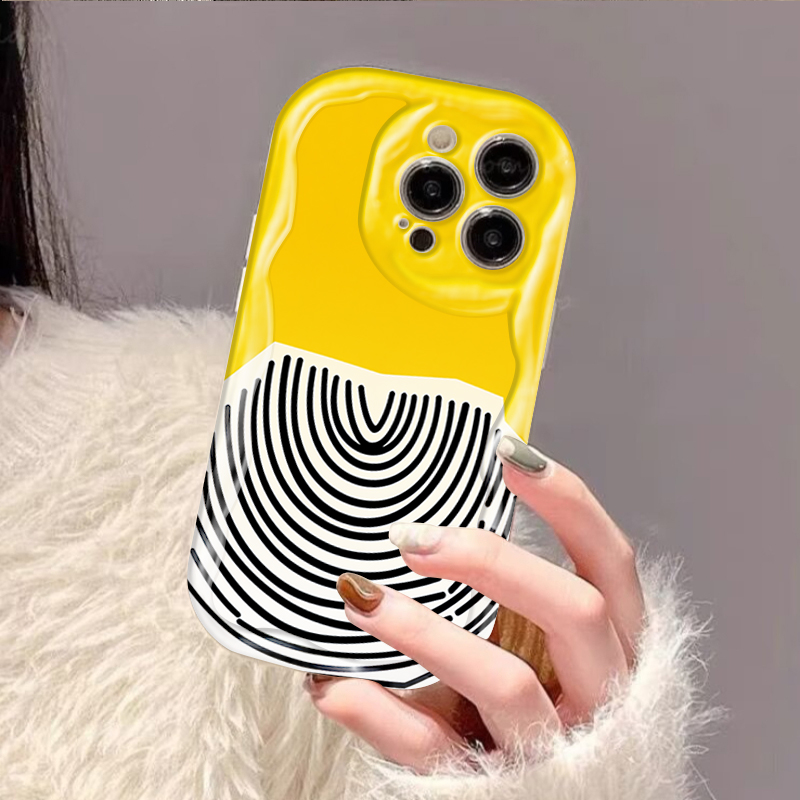 黄色の背景に黒のアークパターン、シンプルな抽象デザインのiP - Phone Cases Arc のレビューと価格