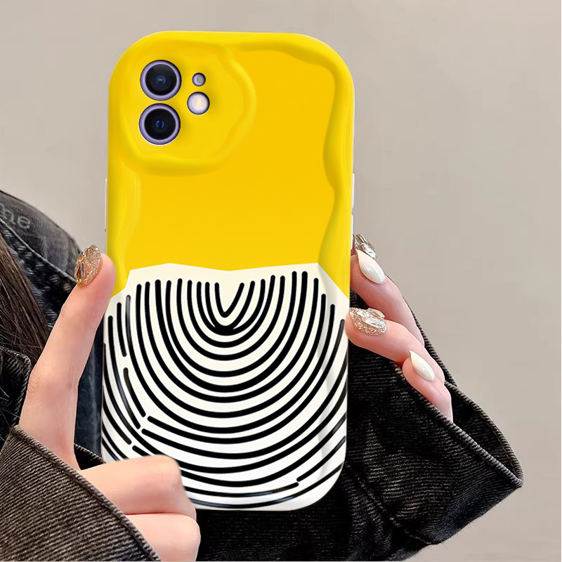 黄色の背景に黒のアークパターン、シンプルな抽象デザインのiP - Phone Cases Arc のレビューと価格