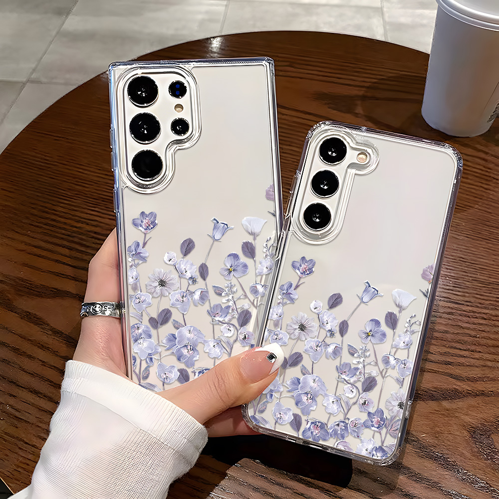 紫の花柄スマホケース Samsung A16 A56 A57 - Phone Cases Purple のレビューと価格