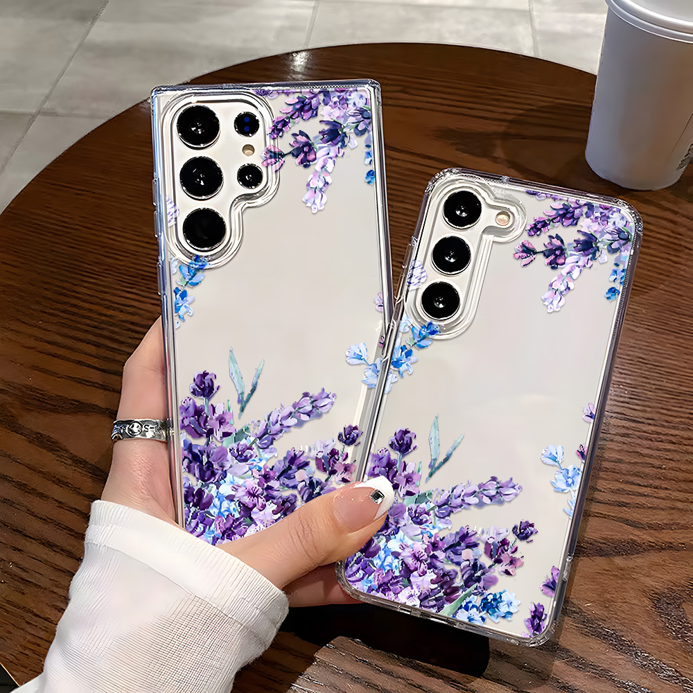紫の花柄スマホケース Samsung A16 A56 A57 - Phone Cases Purple のレビューと価格
